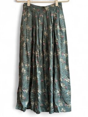 Vintage J.G. Hook Green Floral Maxi Long Skirt Size 6